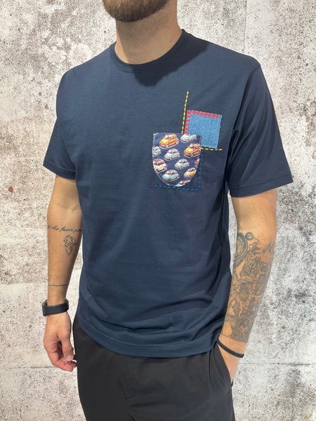 T-Shirt blu taschino premium