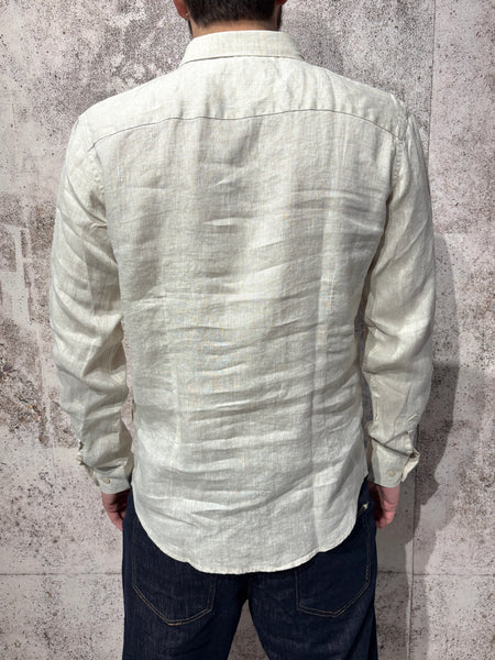 Sand linen French collar shirt