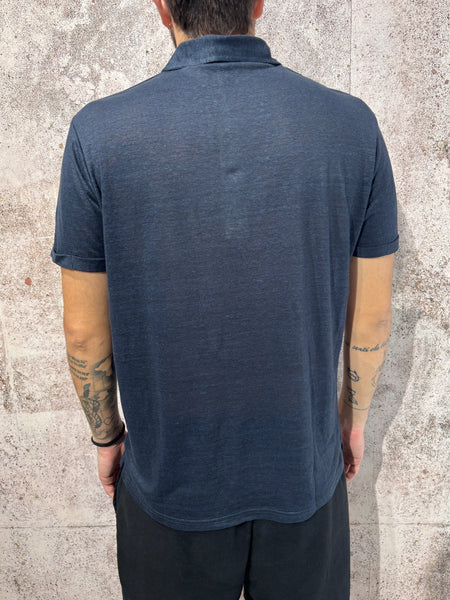 Polo lino blu