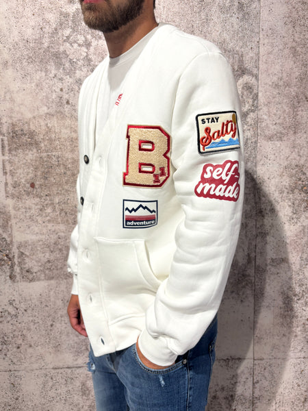 Cardigan in felpa bianco con patch