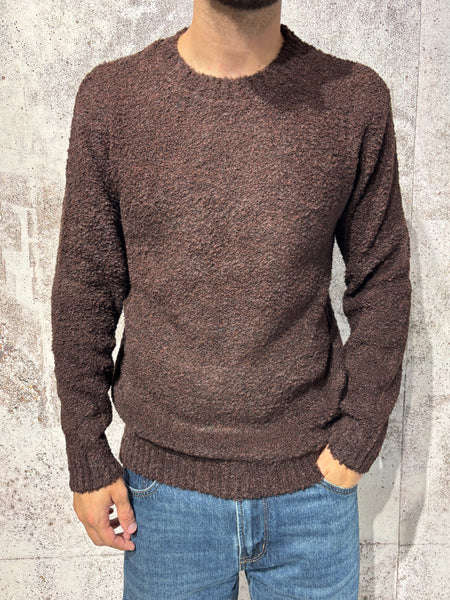 Maglione girocollo boucle' moro