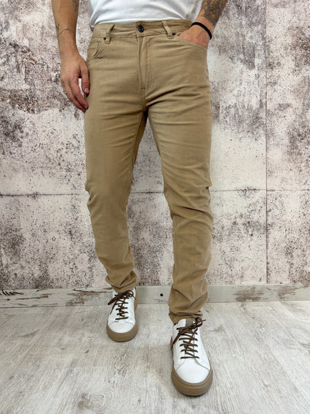 Pantalone velluto tramato beige