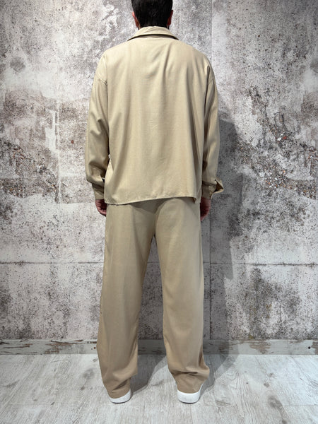 Completo camicia pantalone beige misto lino