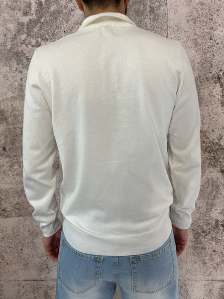 Maglione viscosa mezza zip panna