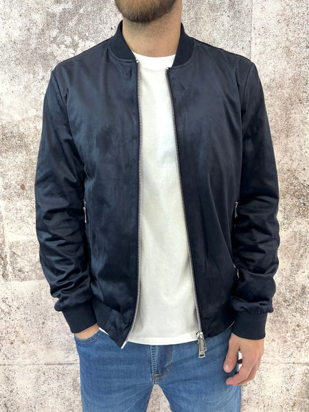 Giubbino bomber scamosciato blu