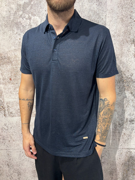 Polo lino blu