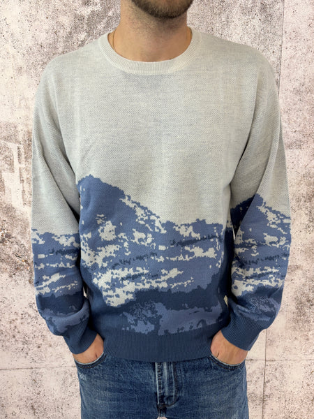 Maglione grigio fantasia montagna