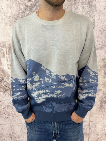 Maglione grigio fantasia montagna
