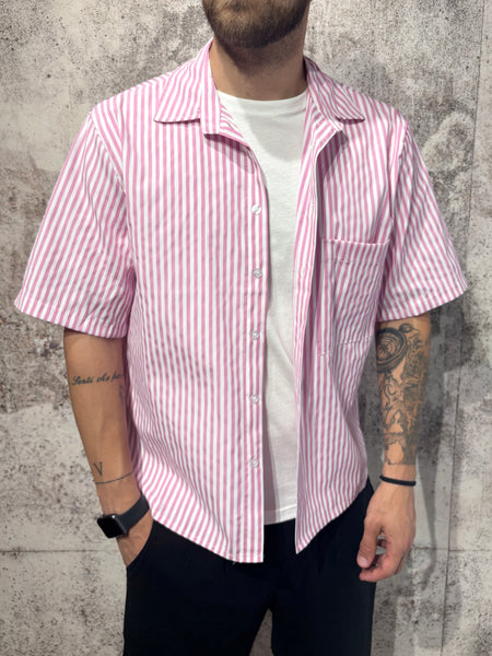 Camicia m/m boxy righe rosa
