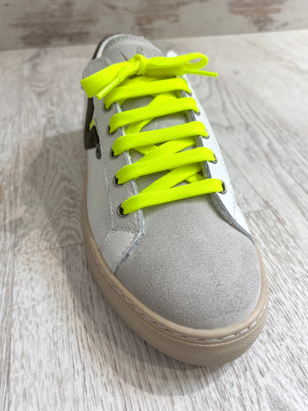 Sneakers Olympic bianca/verde militare/giallo fluo