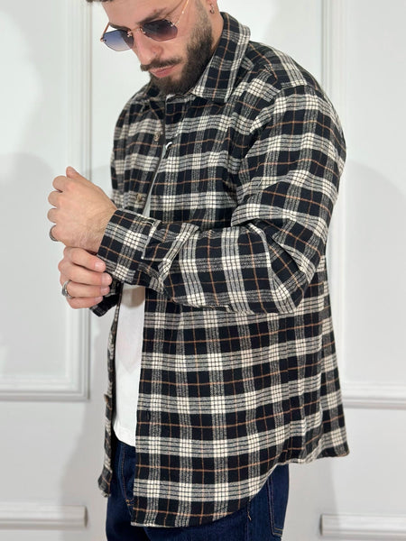 Camicia scozzese bianco/nera