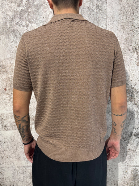 Polo in maglia lavorata cacao