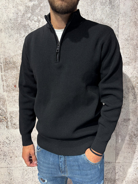 Maglione nero mezza zip costa inglese