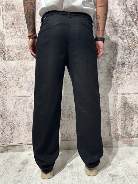 Pantalone palazzo nero misto lino