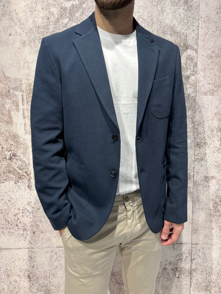 Giacca monopetto jacquard blu navy