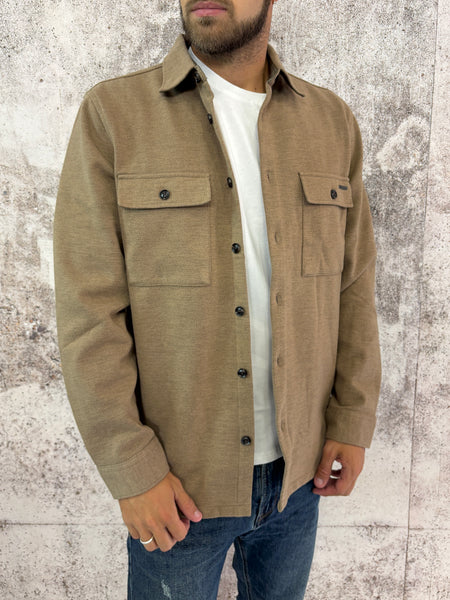 Giacca overshirt in panno camel