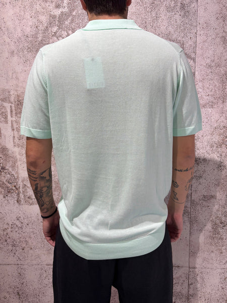 Polo in maglia giada collo derby