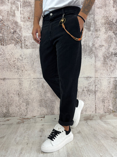 Pantalone nero velluto costine
