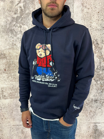 Felpa cappuccio blu Aspen