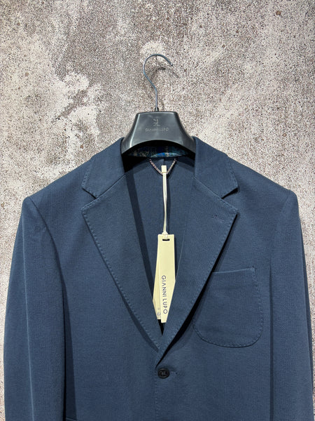 Giacca monopetto jacquard blu navy