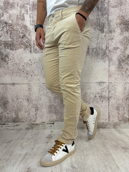 Pantalone chino velluto beige