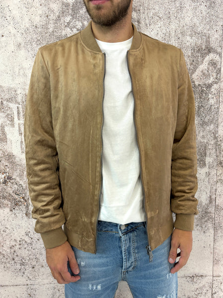 Bomber scamosciato beige