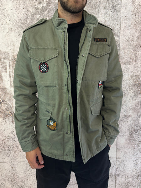 Field jacket militare con patch