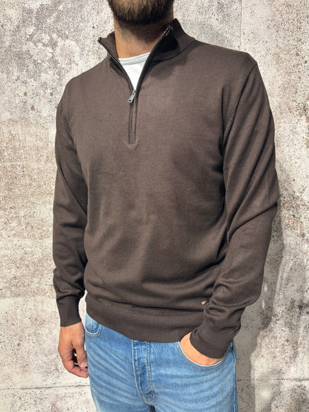 Maglioncino mezza zip coffee GL3513