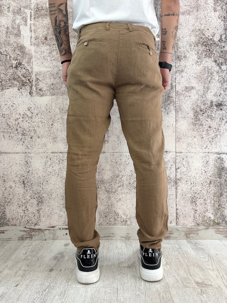 Pantalone Lino cammello con coulisse
