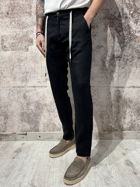 Pantalone lino nero art. Michigan