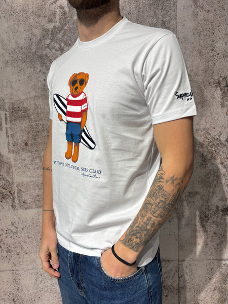 T-Shirt bianca Orsetto Surf Club