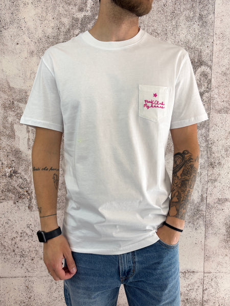 T-Shirt bianca taschino e ricamo F**K