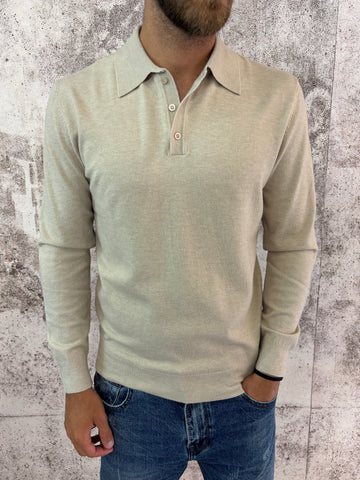 Polo beige manica lunga