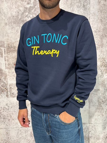 Felpa girocollo blu Gin tonic Therapy