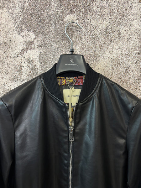 Giubbino bomber ecopelle nero