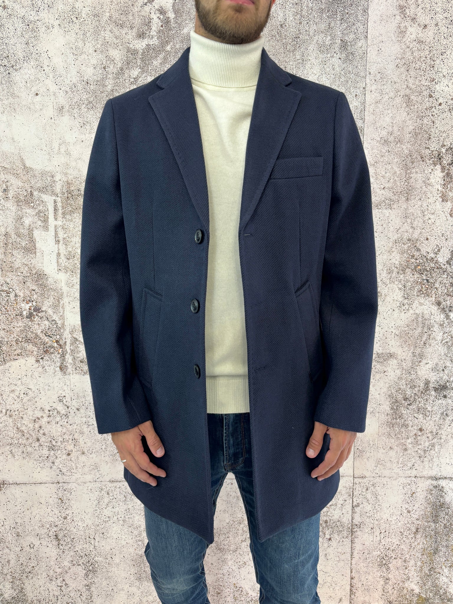 Cappotto foderato blu navy