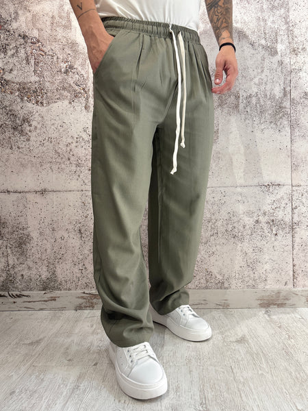 Pantalaccio palazzo verde misto lino