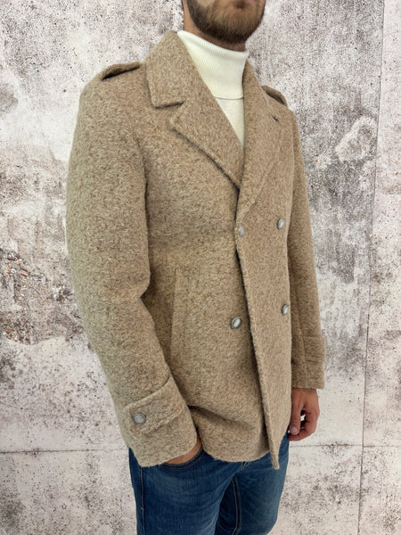 Cappotto peacot cammello