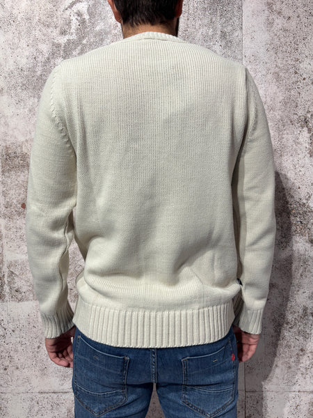 Maglione girocollo avorio multipatch