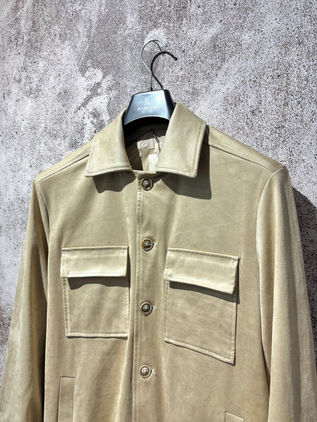 Beige suede trucker jacket