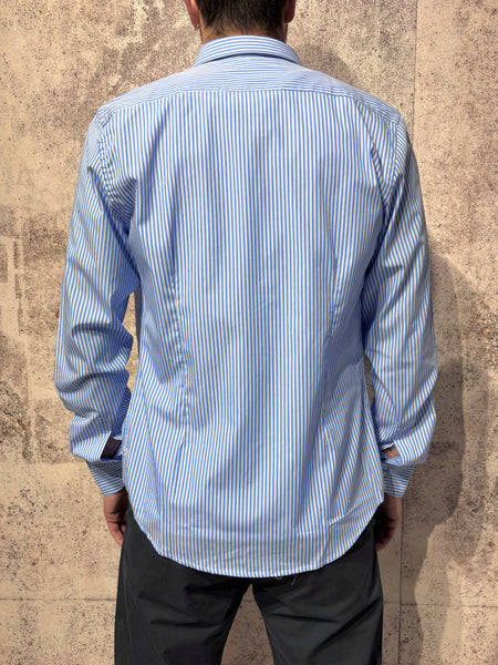 Camicia cotone righe bianche/azzurre