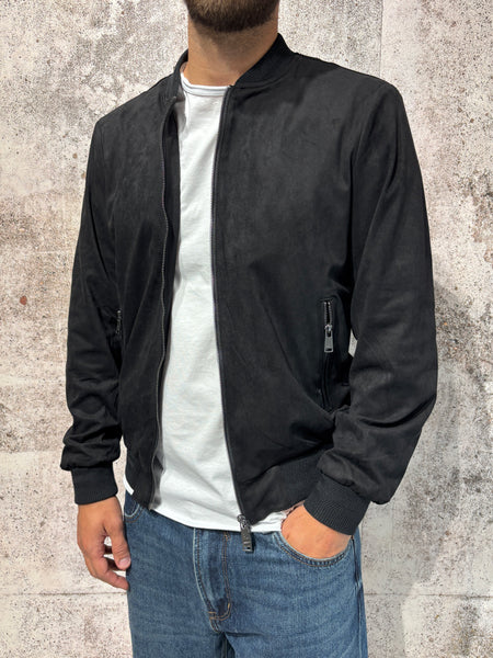 Giubbino bomber scamosciato nero GL971