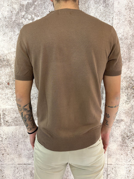 T-Shirt in maglia m/m tabacco