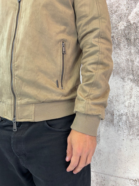 Giubbino mod. college scamosciato beige