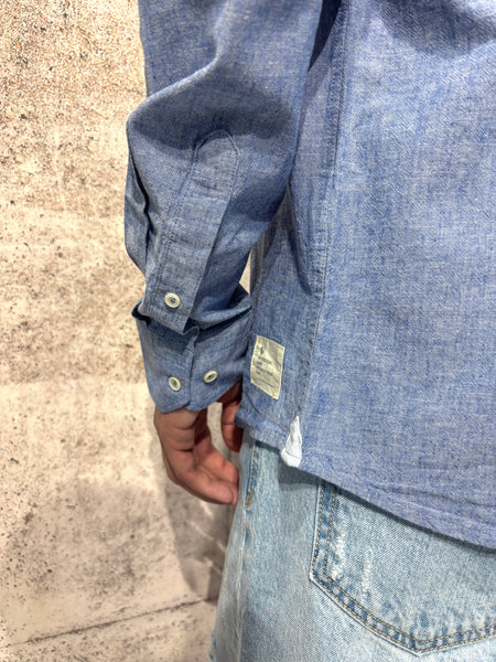 Camicia Lino/Cotone blu