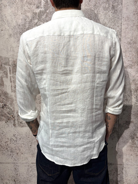 Camicia lino bianca collo francese