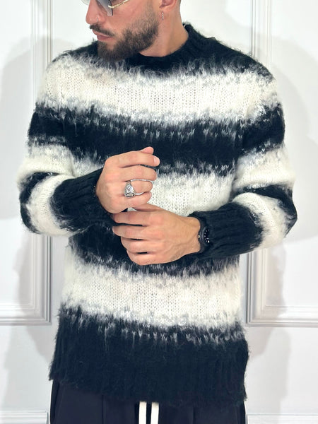 Maglione boucle bianco/nero