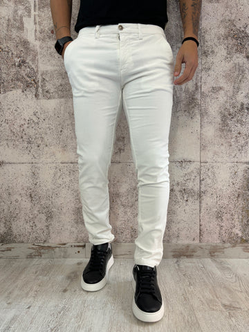 Pantalone chino velluto bianco