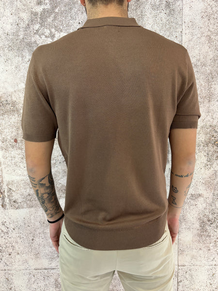 Polo in maglia m/m tabacco