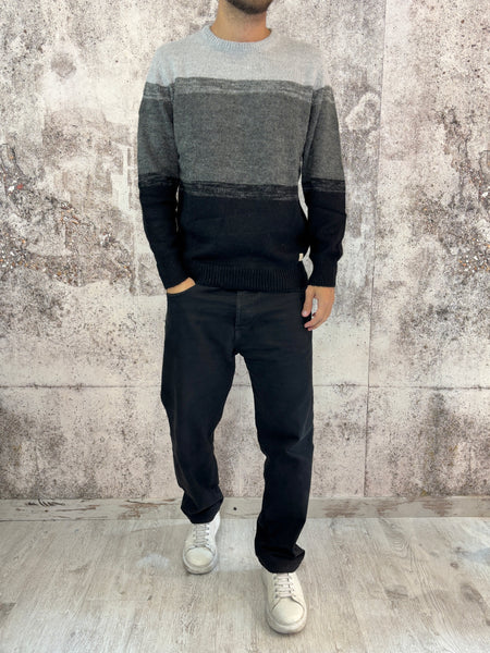 Maglione tricolore ghiaccio/grigio/nero